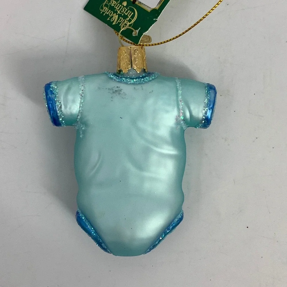 Old World Christmas Blue Baby's‎ First Christmas Onesie Ornament